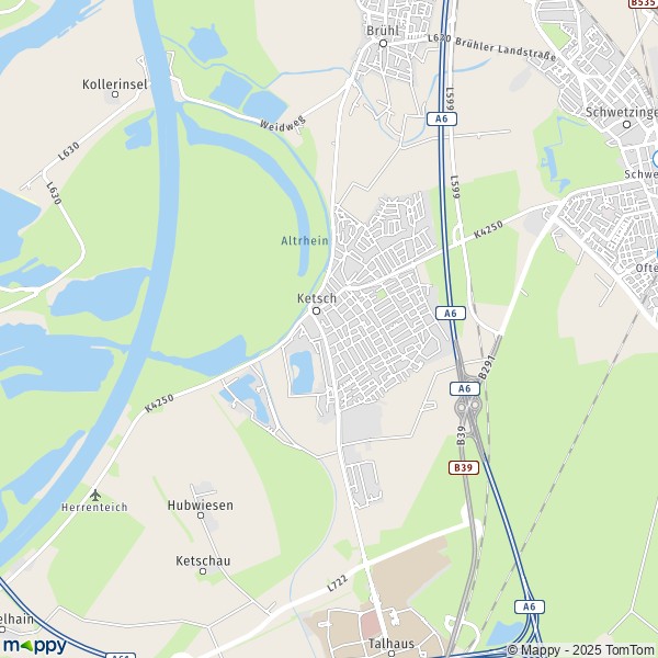 La carte pour la ville de 68766-68782 Ketsch