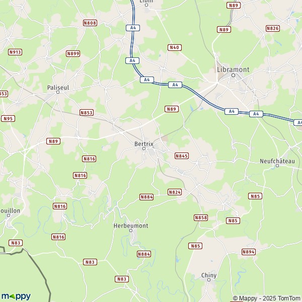 La carte pour la ville de 6880 Bertrix