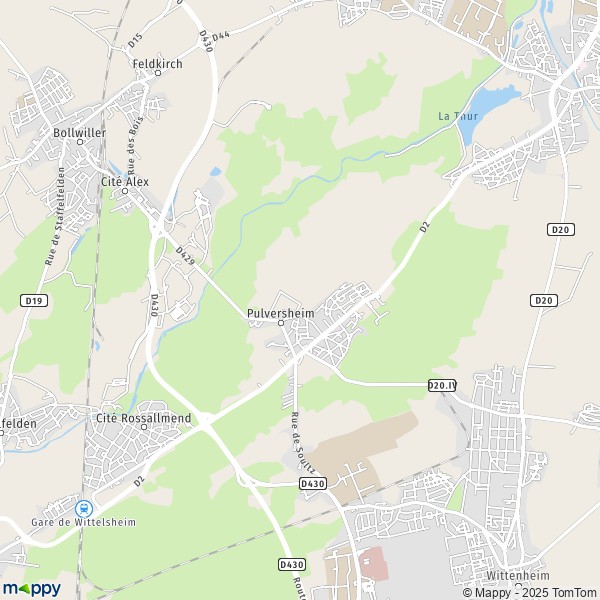 La carte pour la ville de Pulversheim 68840