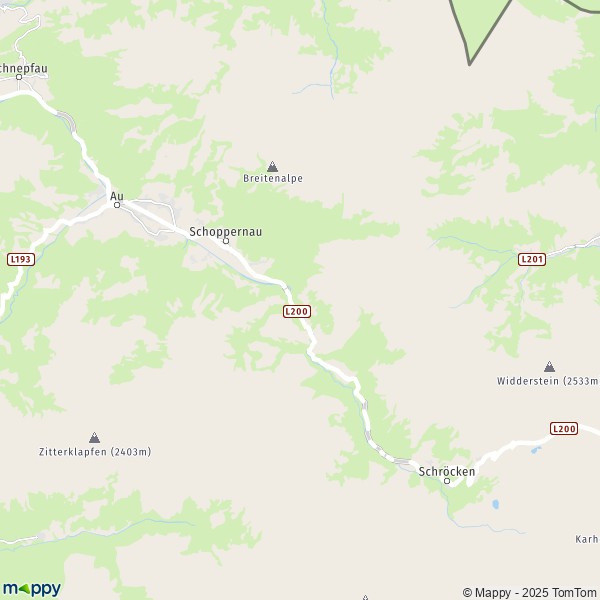 La carte pour la ville de Schoppernau 6886