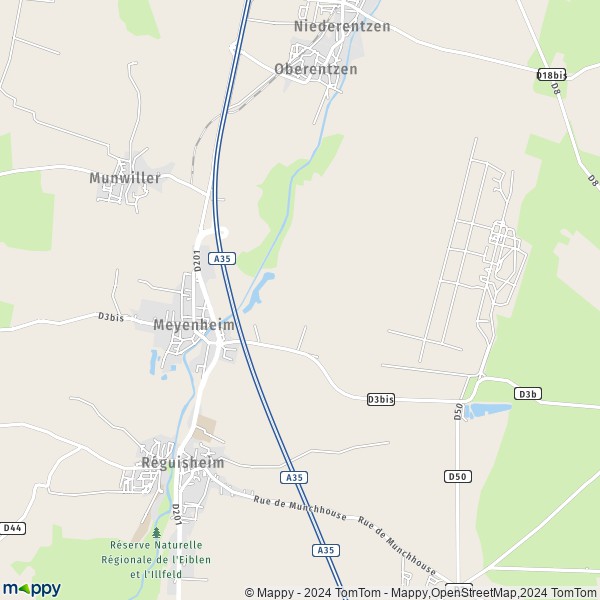 La carte pour la ville de Meyenheim 68890