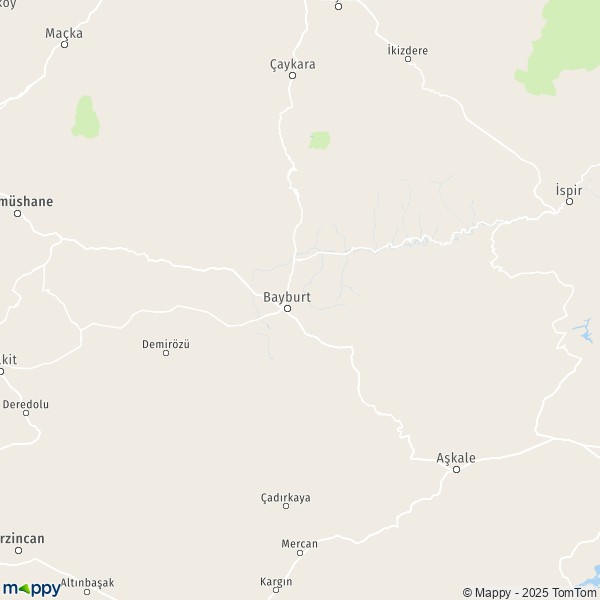 La carte pour la ville de Bayburt 69000-69010