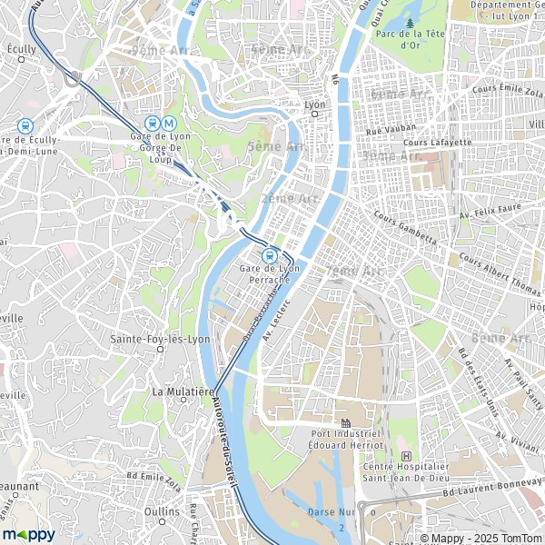 La carte pour la ville de 2e Arrondissement, Lyon