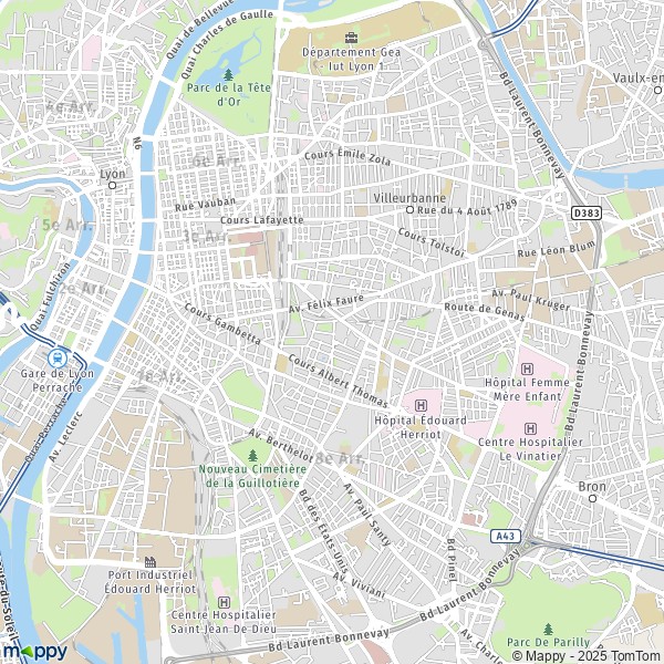 La carte pour la ville de 3e Arrondissement, Lyon