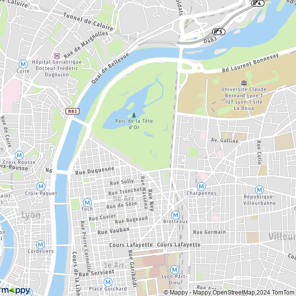 La carte pour la ville de 6ème Arrondissement, Lyon
