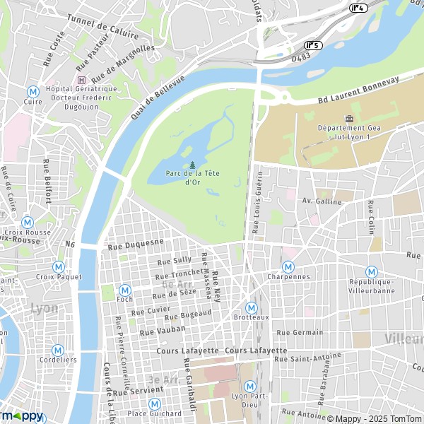 La carte pour la ville de 6e Arrondissement, Lyon