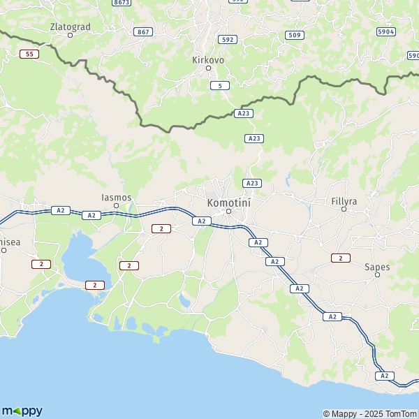 La carte pour la ville de Komotiní 691 31-691 50