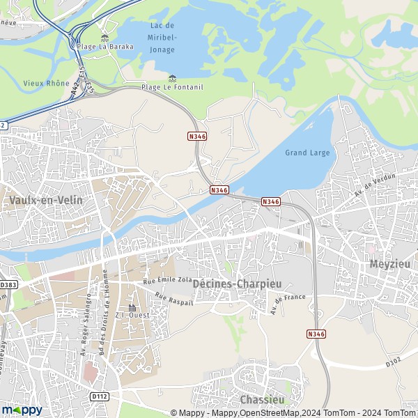 La carte pour la ville de Décines-Charpieu 69150
