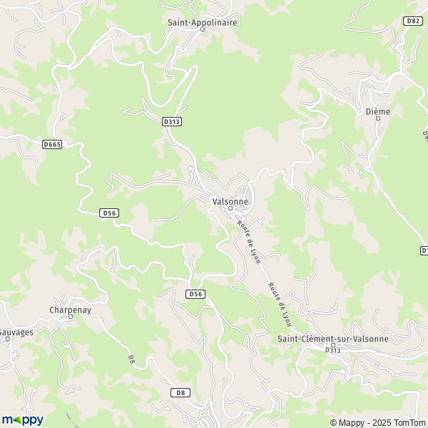 La carte pour la ville de Valsonne 69170