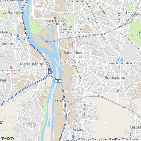 La carte pour la ville de Saint-Fons 69190