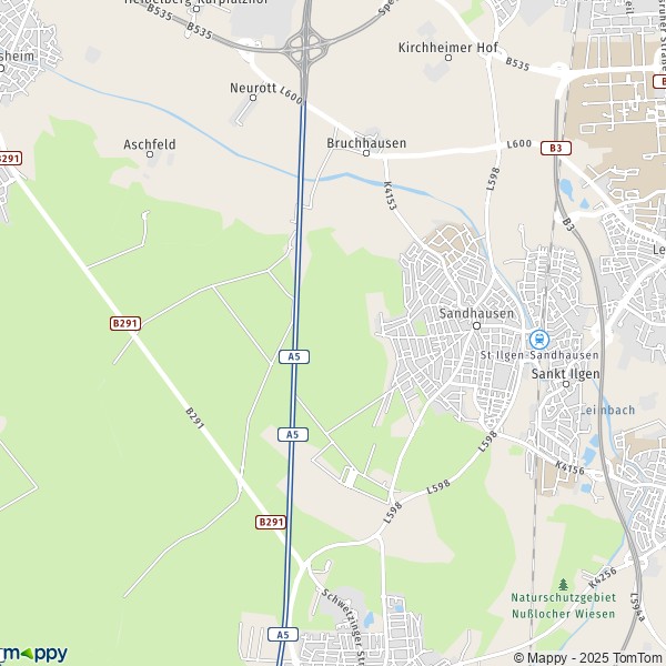 La carte pour la ville de 69207 Sandhausen