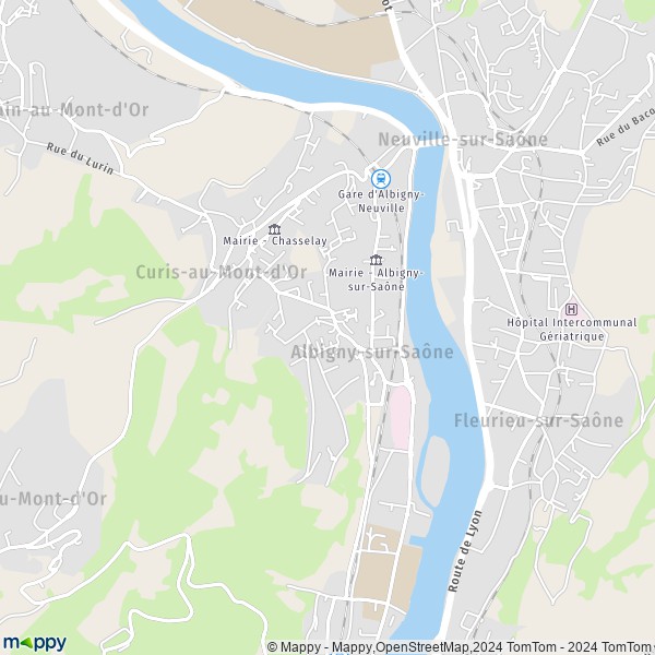 La carte pour la ville de Albigny-sur-Saône 69250