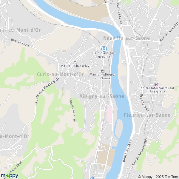 La carte pour la ville de Albigny-sur-Saône 69250