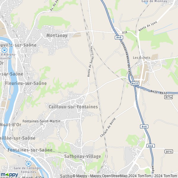 La carte pour la ville de Cailloux-sur-Fontaines 69270