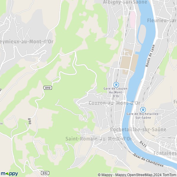 La carte pour la ville de Couzon-au-Mont-d'Or 69270