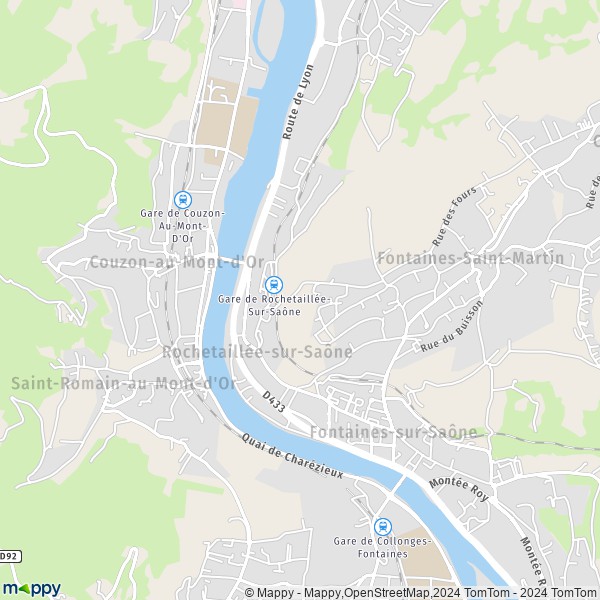 La carte pour la ville de Rochetaillée-sur-Saône 69270