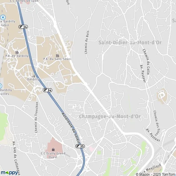 Plan ChampagneauMontd'Or carte de ChampagneauMontd'Or (69410)