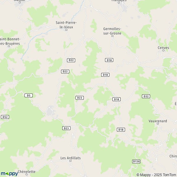 La carte pour la ville de Deux-Grosnes 69430-69860