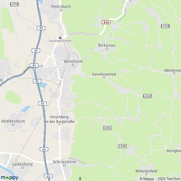 La carte pour la ville de 69469 Weinheim