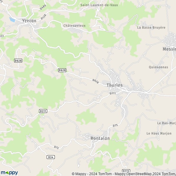 La carte pour la ville de Thurins 69510