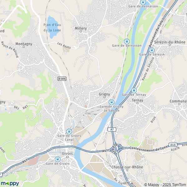 La carte pour la ville de Grigny 69520