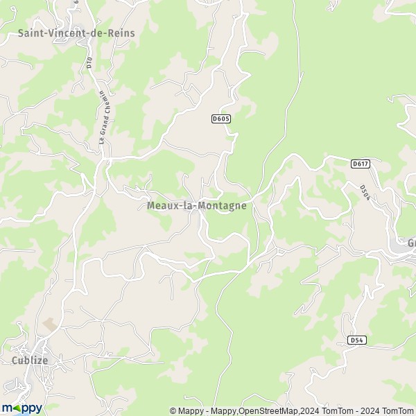 La carte pour la ville de Meaux-la-Montagne 69550