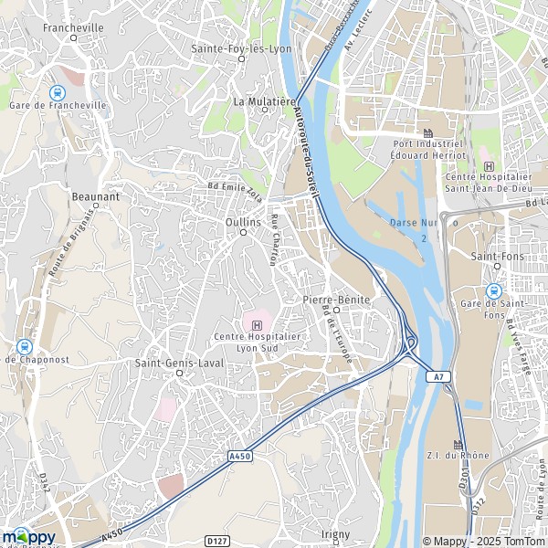 La carte pour la ville de Oullins 69600