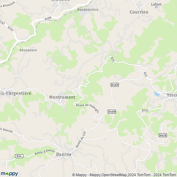La carte pour la ville de Montromant 69610