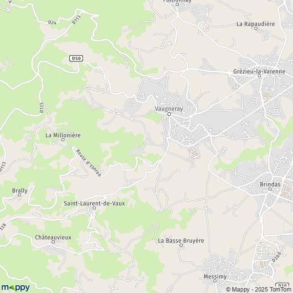 La carte pour la ville de Vaugneray 69670