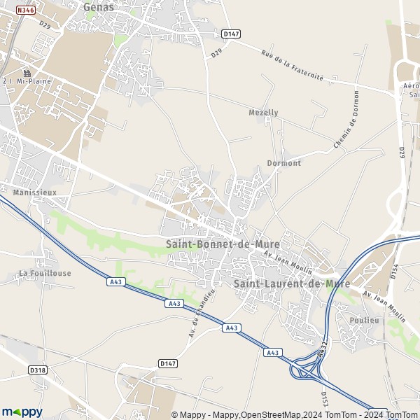 La carte pour la ville de Saint-Bonnet-de-Mure 69720