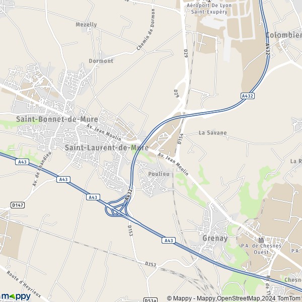 La carte pour la ville de Saint-Laurent-de-Mure 69720