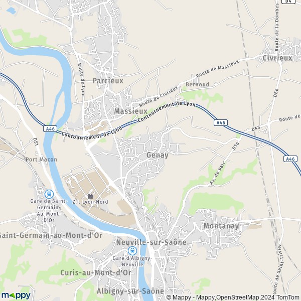 La carte pour la ville de Genay 69730