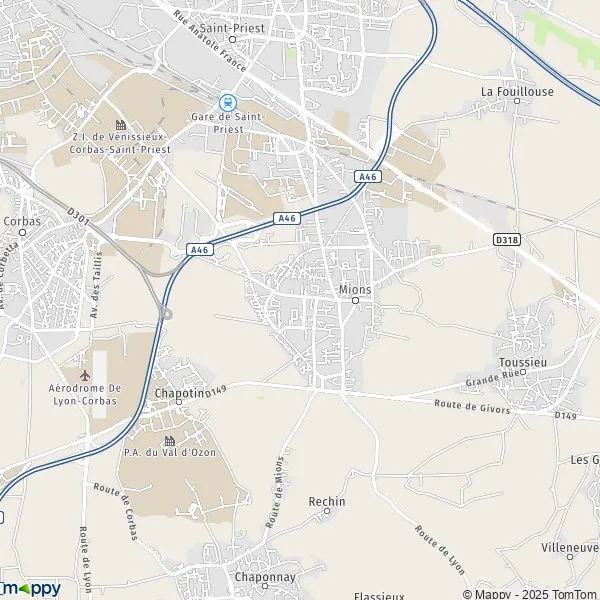 Plan Mions Carte De Mions 69780 Et Infos Pratiques
