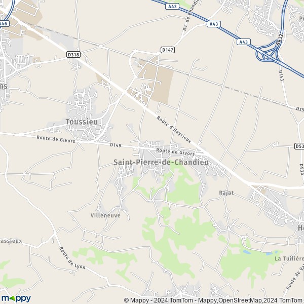 La carte pour la ville de Saint-Pierre-de-Chandieu 69780