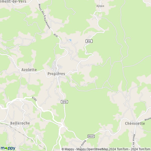 La carte pour la ville de Propières 69790