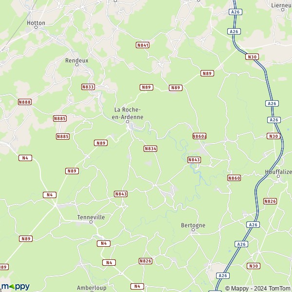 La carte pour la ville de 6980-6986 La Roche-en-Ardenne