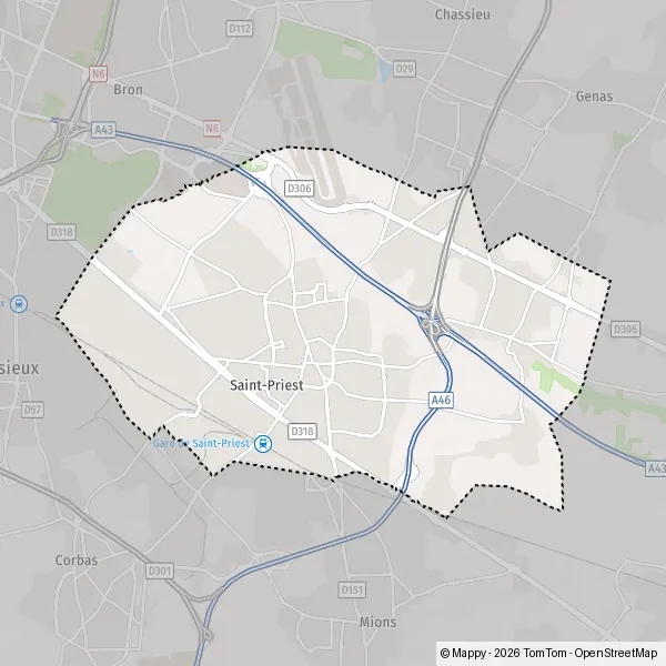 Plan Saint-Priest : carte de Saint-Priest (69800) et infos pratiques