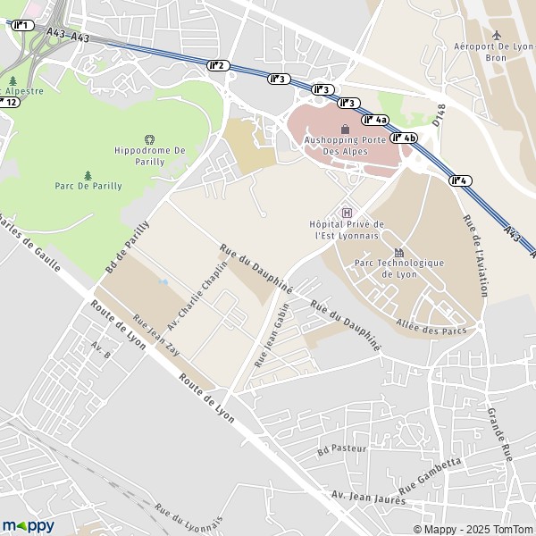 Carte Zone Industrielle Dauphine, 69800 Saint-Priest