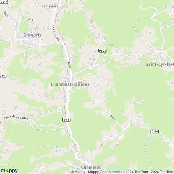 La carte pour la ville de Chambost-Allières 69870