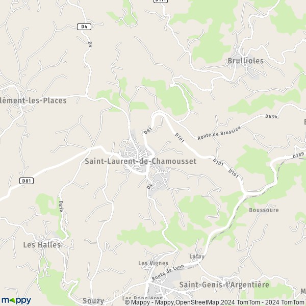 La carte pour la ville de Saint-Laurent-de-Chamousset 69930