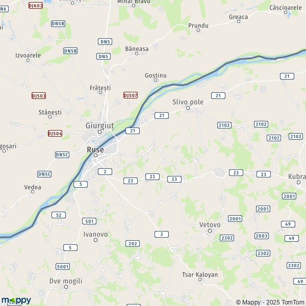La carte pour la ville de Ruse 7000-7073