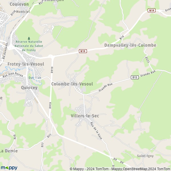 La carte pour la ville de Colombe-lès-Vesoul 70000