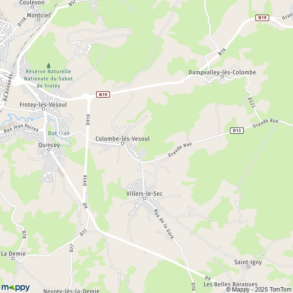 La carte pour la ville de Colombe-lès-Vesoul 70000