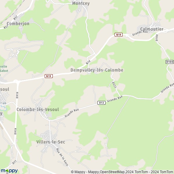 La carte pour la ville de Dampvalley-lès-Colombe 70000