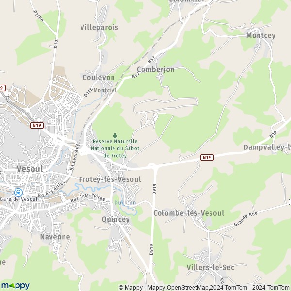 La carte pour la ville de Frotey-lès-Vesoul 70000