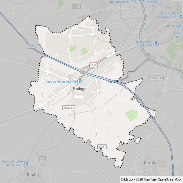 Plan Modugno : carte de Modugno (70026) et infos pratiques