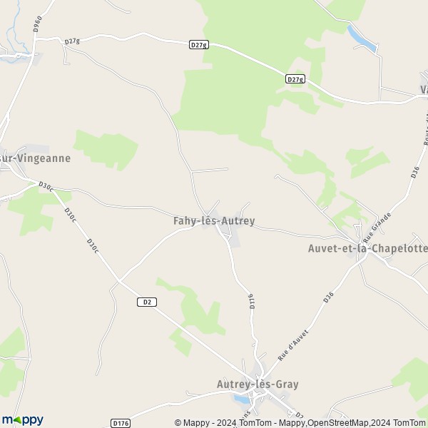 La carte pour la ville de Fahy-lès-Autrey 70100