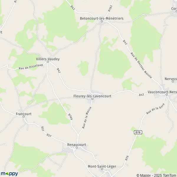 Plan FleureylèsLavoncourt carte de FleureylèsLavoncourt (70120