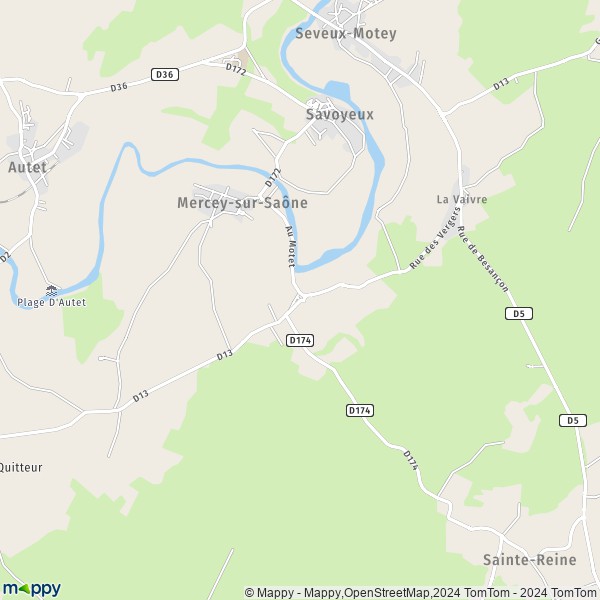 La carte pour la ville de Motey-sur-Saône, 70130 Seveux-Motey