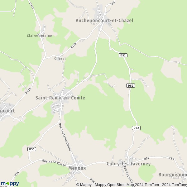La carte pour la ville de Saint-Rémy-en-Comté 70160